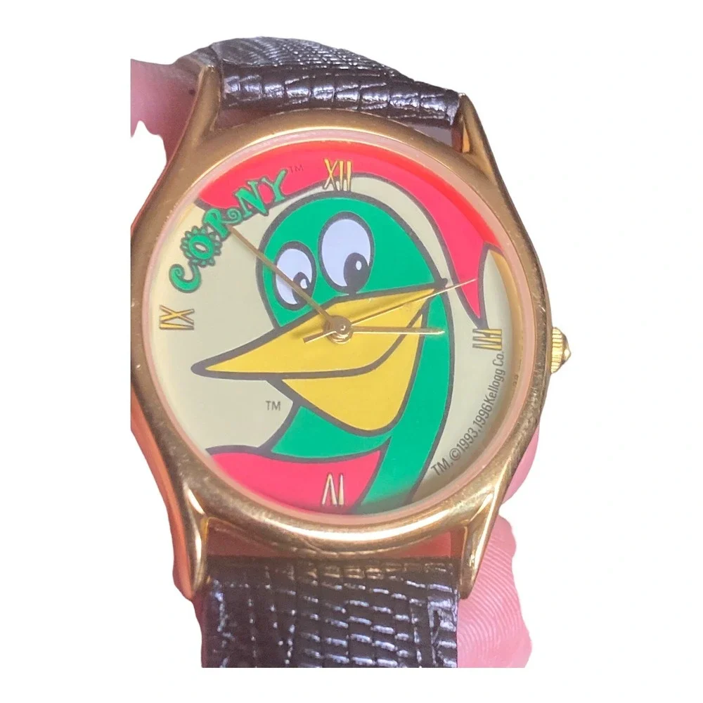 Vintage Corny Kellogg's Corn Flakes Cereal Advertisement Rooster Leather Band